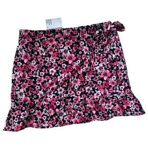 NWT H&M Pink Floral Mini Wrapover Skirt